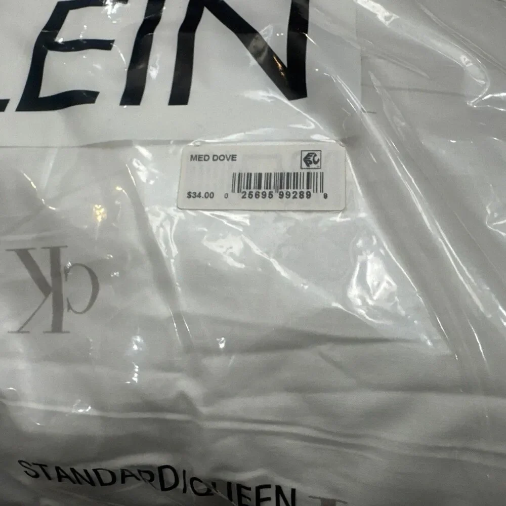 Calvin Klein Monogram Logo Pillow Med Density White/Dove Std/Queen NEW SET OF 3!